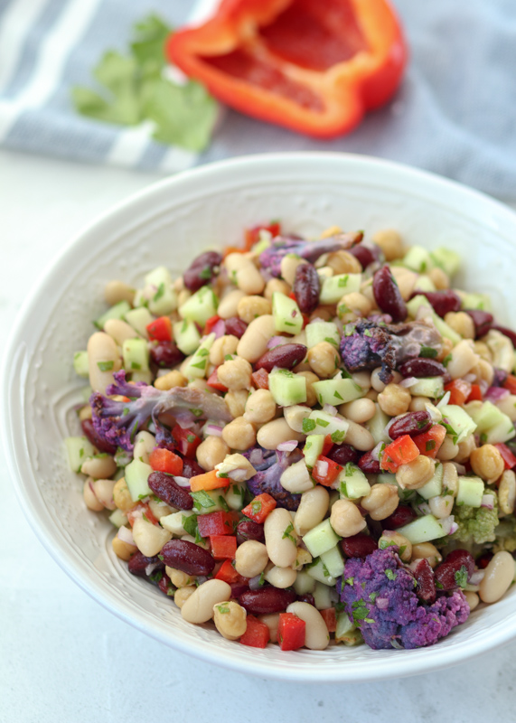 Three Bean and Roasted Cauliflower Salad  |  Lemon & Mocha