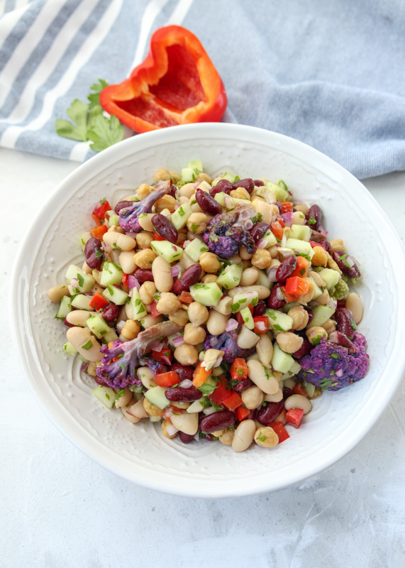 Three Bean and Roasted Cauliflower Salad  |  Lemon & Mocha