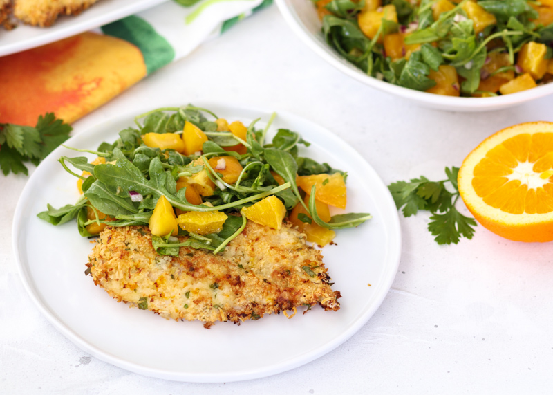 Crispy Baked Chicken Cutlets with an Orange and Arugula Salad  |  Lemon & Mocha