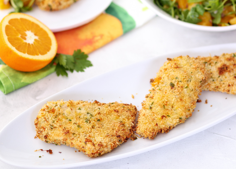 Crispy Baked Chicken Cutlets with an Orange and Arugula Salad  |  Lemon & Mocha