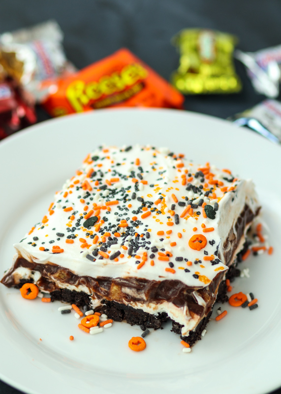 Leftover Halloween Candy Chocolate Lasagna  |  Lemon & Mocha