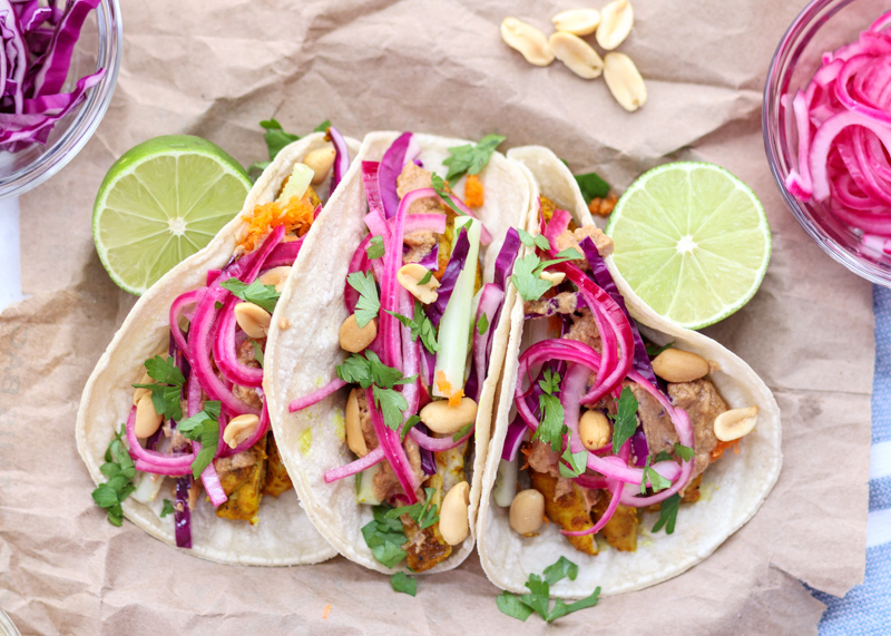 Thai Peanut Chicken Tacos  |  Lemon & Mocha