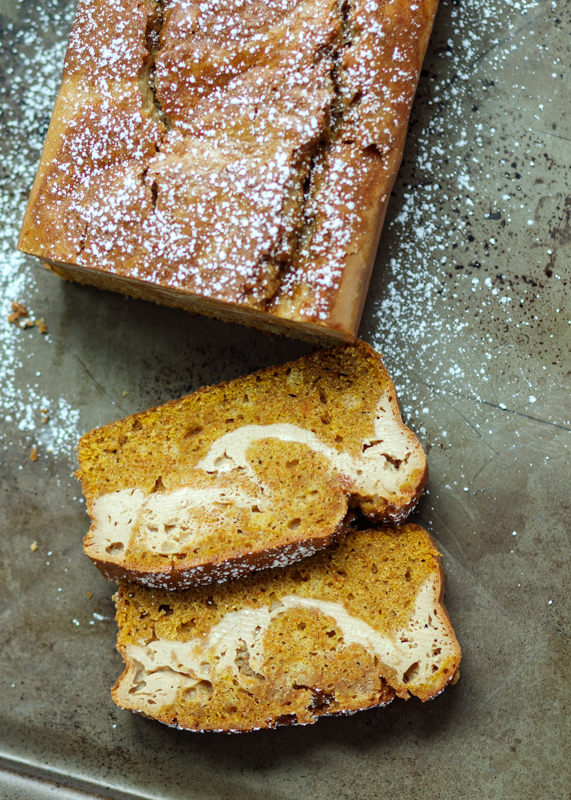 Cookie Butter Cheesecake Stuffed Pumpkin Bread