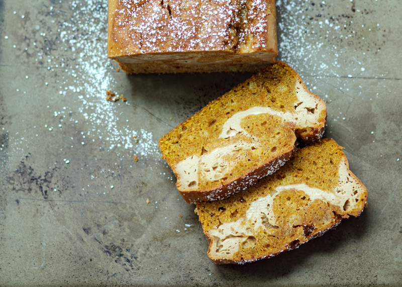 Cookie Butter Cheesecake Stuffed Pumpkin Bread  |  Lemon & Mocha