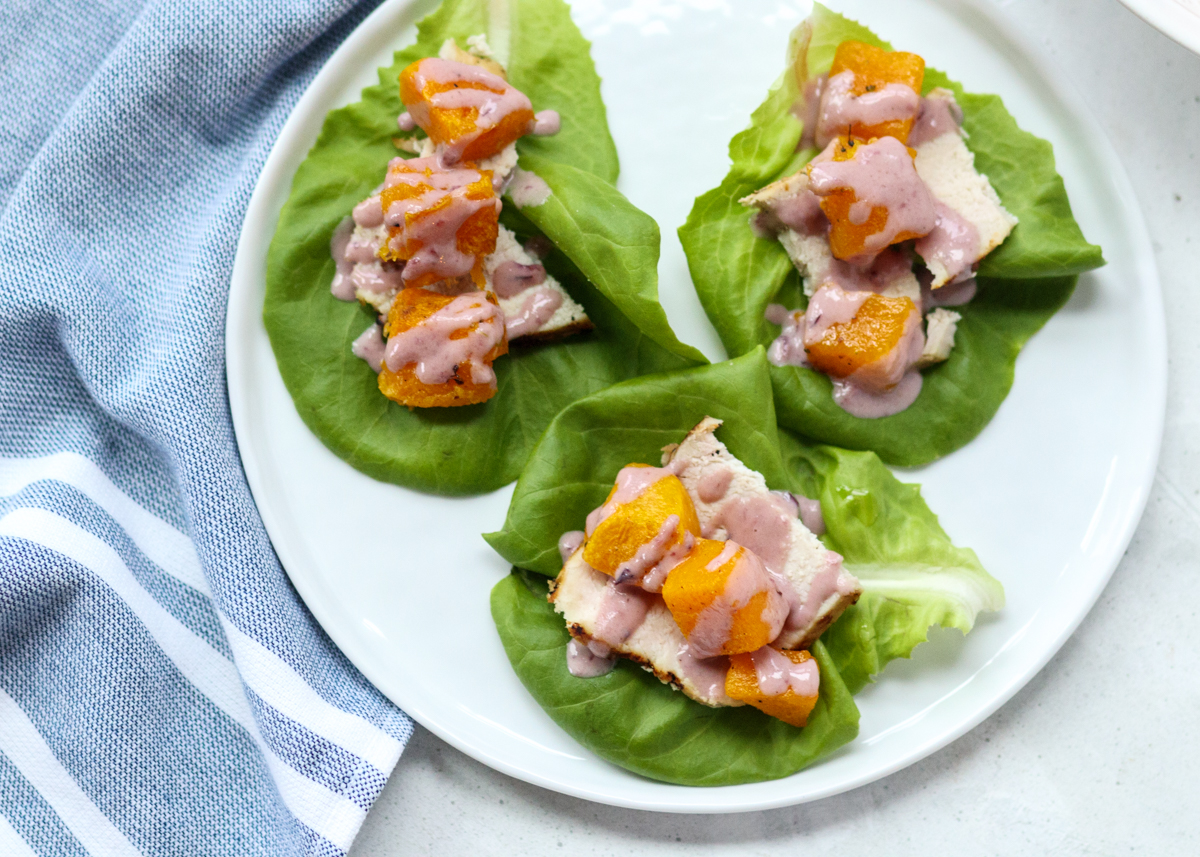 Leftover Turkey Lettuce Wraps with Cranberry Tahini Sauce  |  Lemon & Mocha