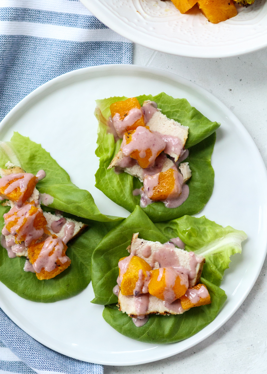 Leftover Turkey Lettuce Wraps with Cranberry Tahini Sauce  |  Lemon & Mocha