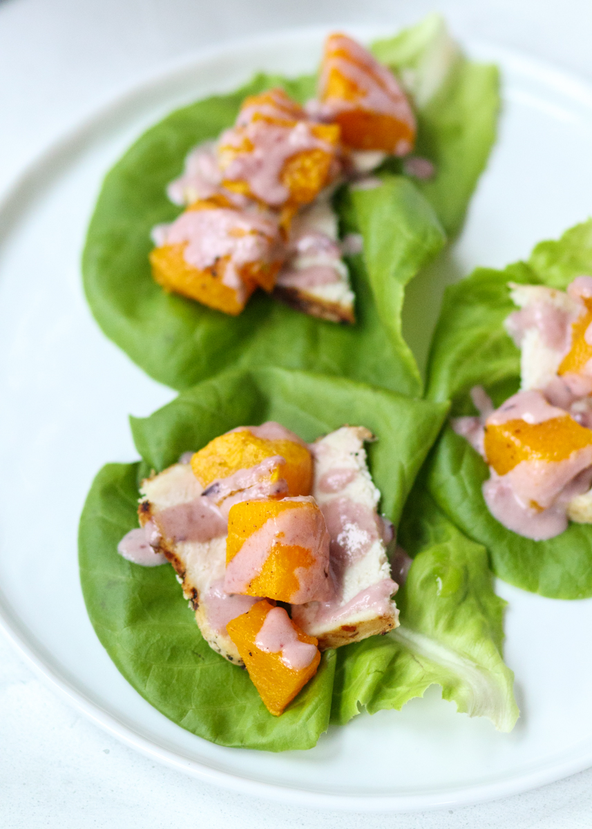 Leftover Turkey Lettuce Wraps with Cranberry Tahini Sauce  |  Lemon & Mocha