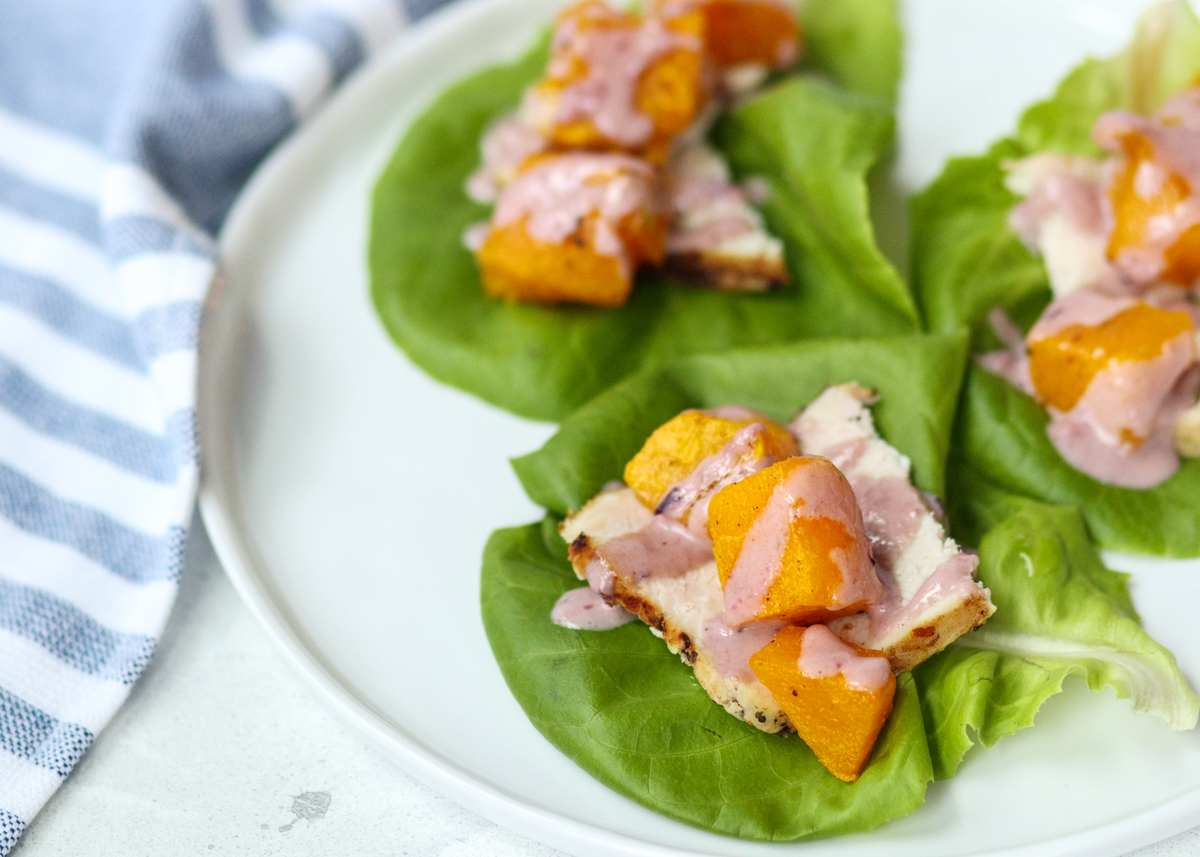 Leftover Turkey Lettuce Wraps with Cranberry Tahini Sauce  |  Lemon & Mocha