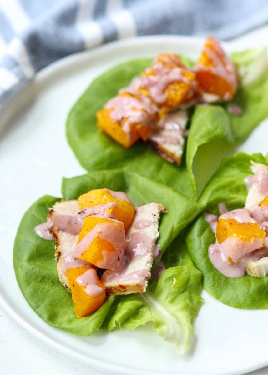 Leftover Turkey Lettuce Wraps with Cranberry Tahini Sauce  |  Lemon & Mocha