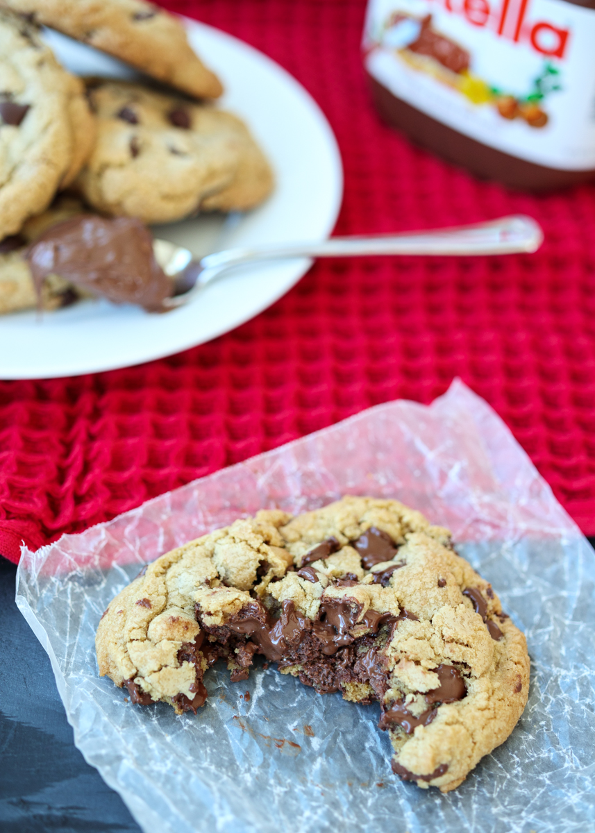 Nutella Stuffed Browned Butter Chocolate Chip Cookies  |  Lemon & Mocha