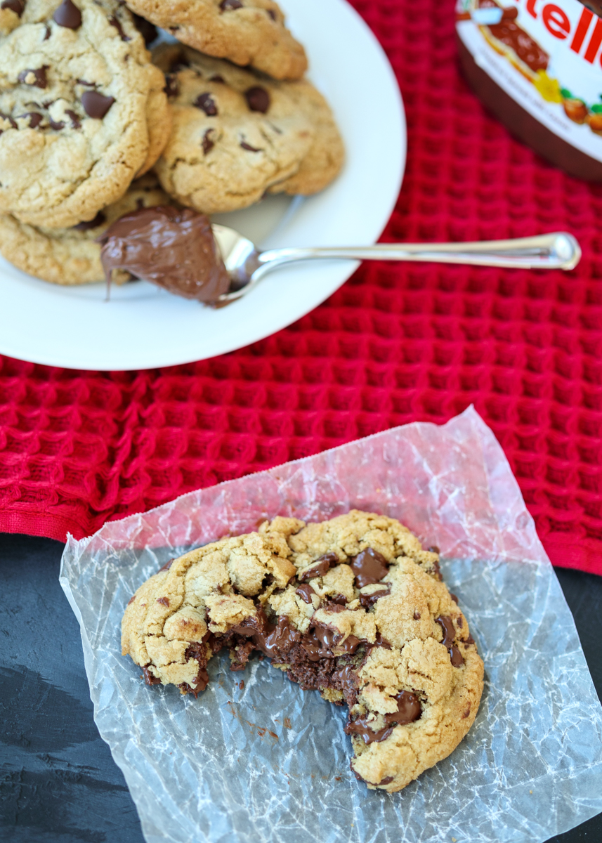 Nutella Stuffed Browned Butter Chocolate Chip Cookies  |  Lemon & Mocha