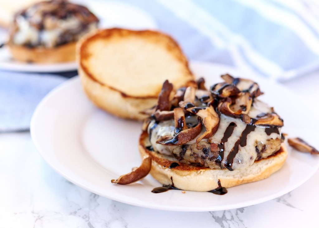 Turkey Veggie Mushroom Burgers with Goat Cheese and Sautéed Shiitakes  |  Lemon & Mocha