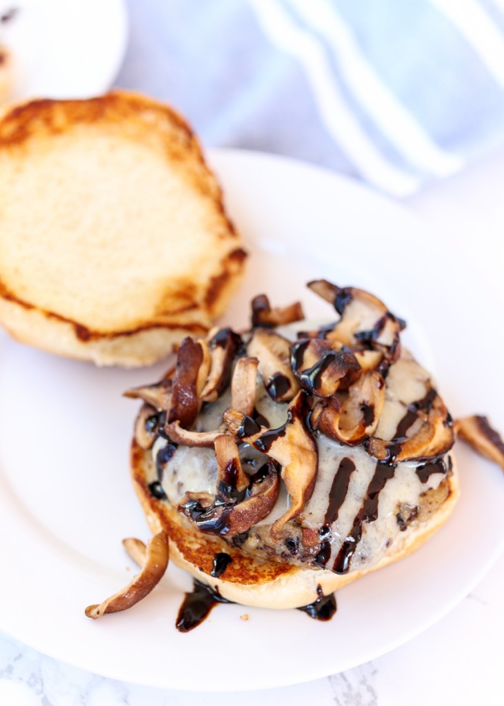 Turkey Veggie Mushroom Burgers with Goat Cheese and Sautéed Shiitakes  |  Lemon & Mocha