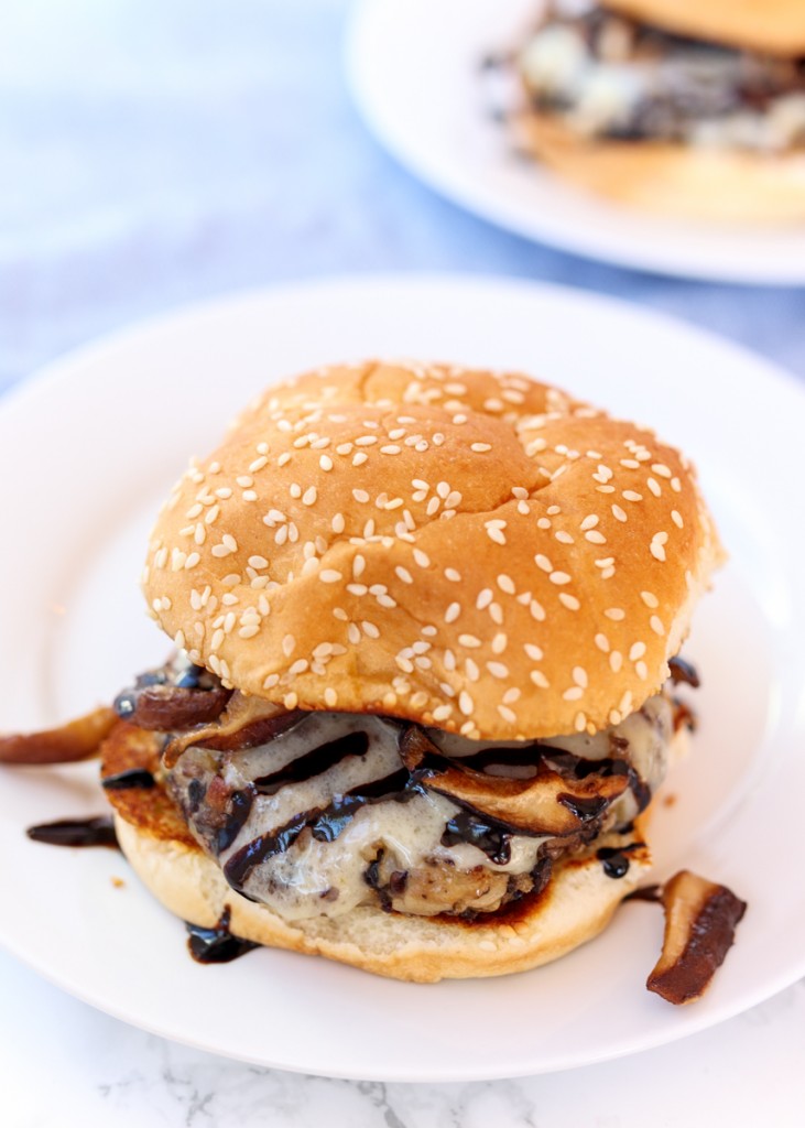 Turkey Veggie Mushroom Burgers with Goat Cheese and Sautéed Shiitakes  |  Lemon & Mocha