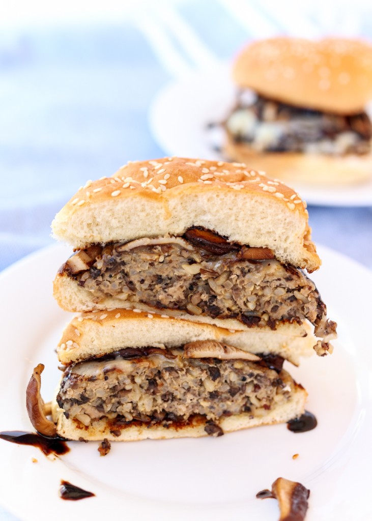 Turkey Veggie Mushroom Burgers with Goat Cheese and Sautéed Shiitakes  |  Lemon & Mocha