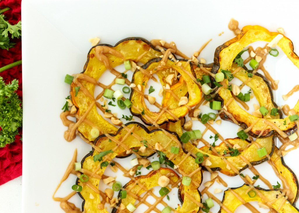 Roasted Acorn Squash with a Thai Peanut Sauce  |  Lemon & Mocha