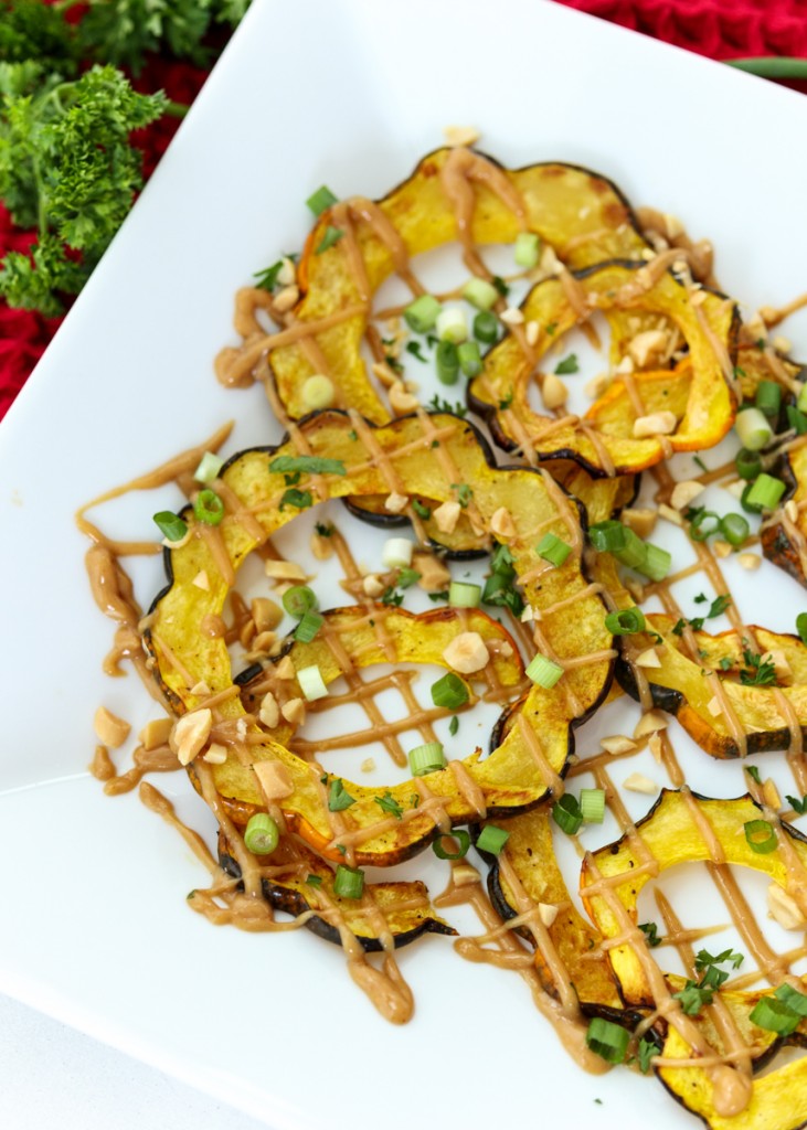 Roasted Acorn Squash with a Thai Peanut Sauce