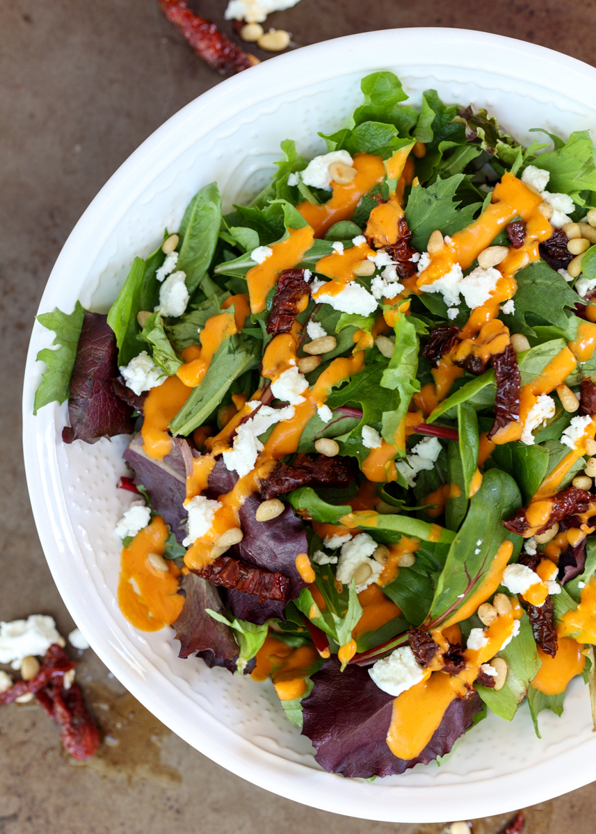 Mediterranean Salad with Roasted Red Pepper Vinaigrette  |  Lemon & Mocha
