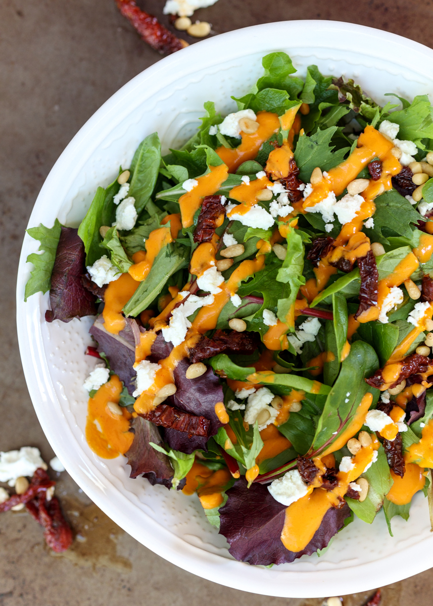 Mediterranean Salad with Roasted Red Pepper Vinaigrette  |  Lemon & Mocha