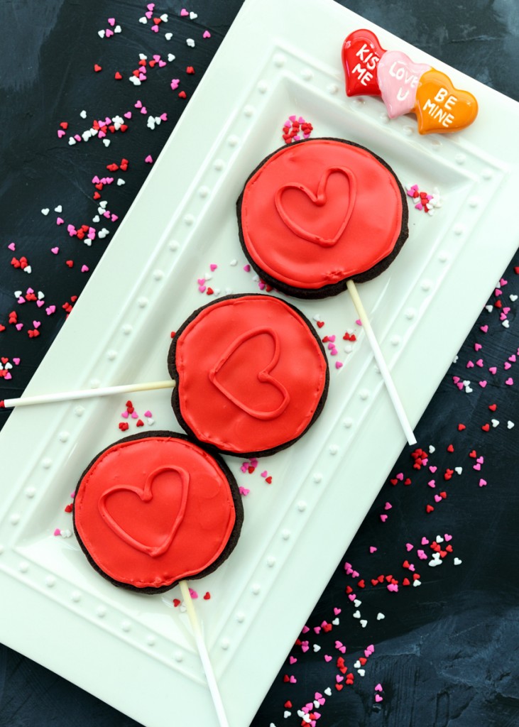 Chocolate Raspberry Heart Cookie Pops