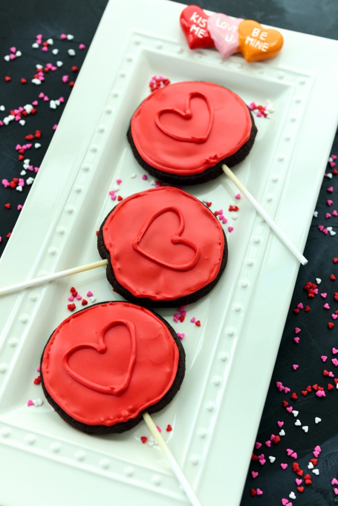 Chocolate Raspberry Heart Cookie Pops  |  Lemon & Mocha