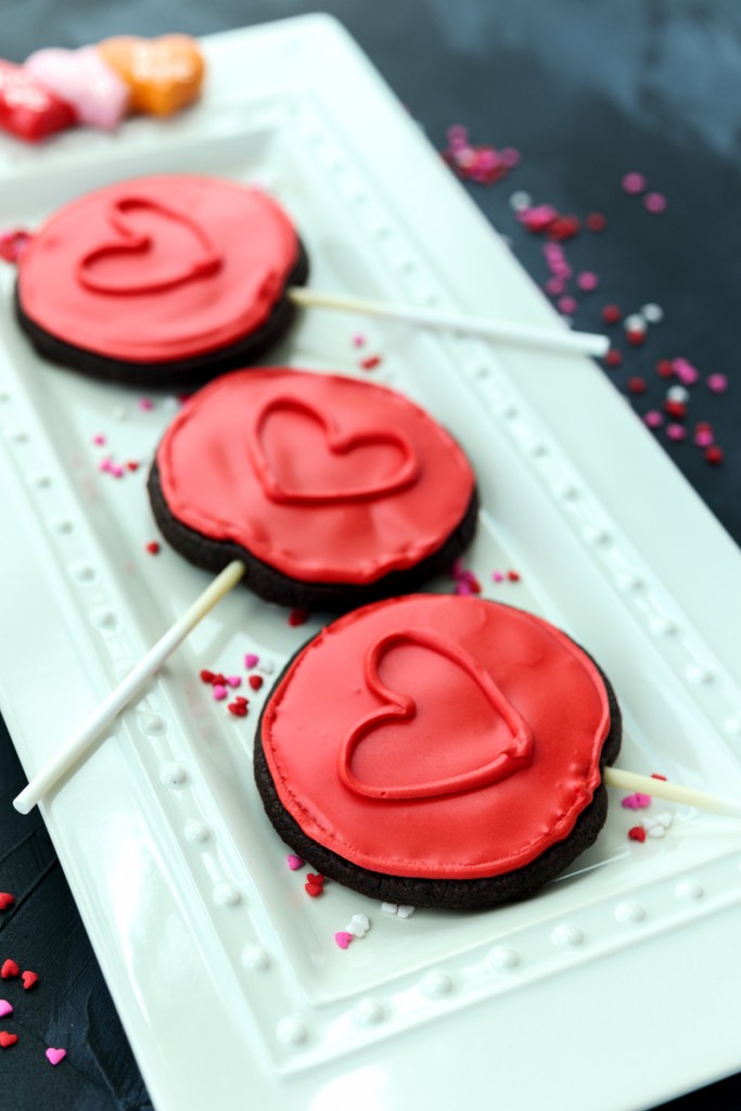 Chocolate Raspberry Heart Cookie Pops  |  Lemon & Mocha