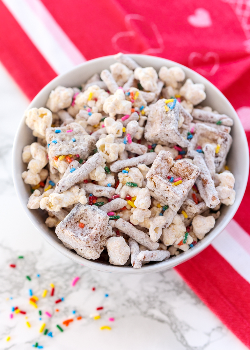 Funfetti Peanut Butter White Chocolate Waffle Snack Mix  |  Lemon & Mocha