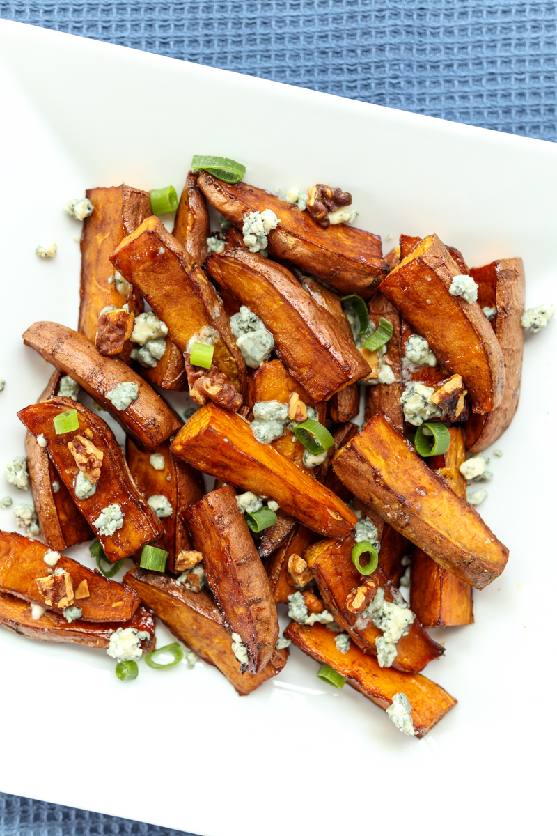 Balsamic Roasted Sweet Potatoes with Gorgonzola and Walnuts  |  Lemon & Mocha