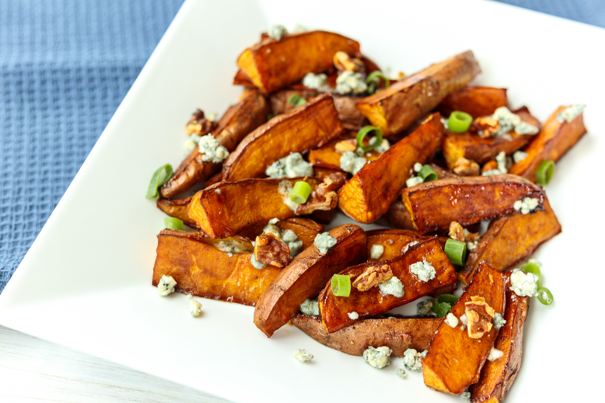 Balsamic Roasted Sweet Potatoes with Gorgonzola and Walnuts  |  Lemon & Mocha