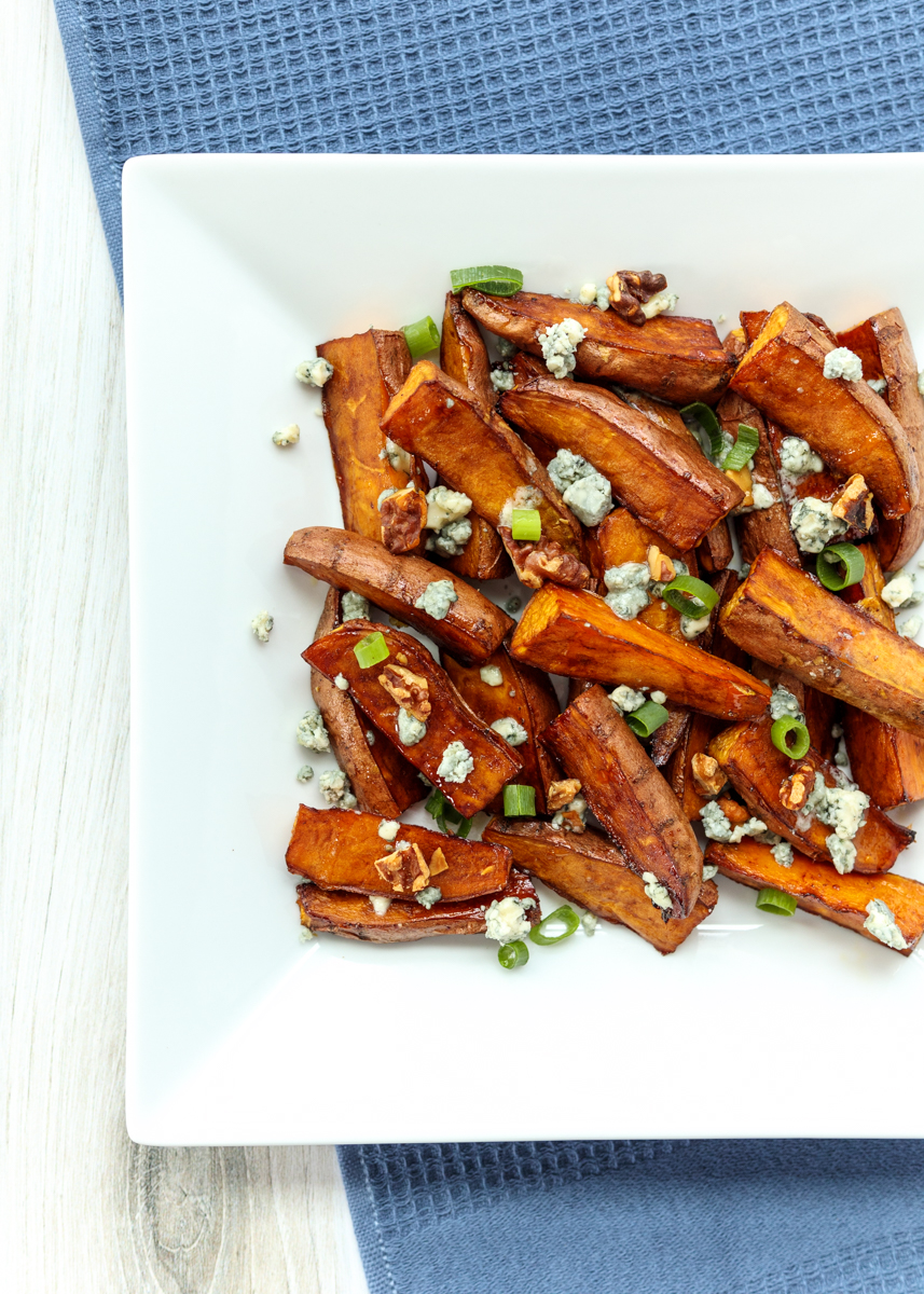 Balsamic Roasted Sweet Potatoes with Gorgonzola and Walnuts  |  Lemon & Mocha