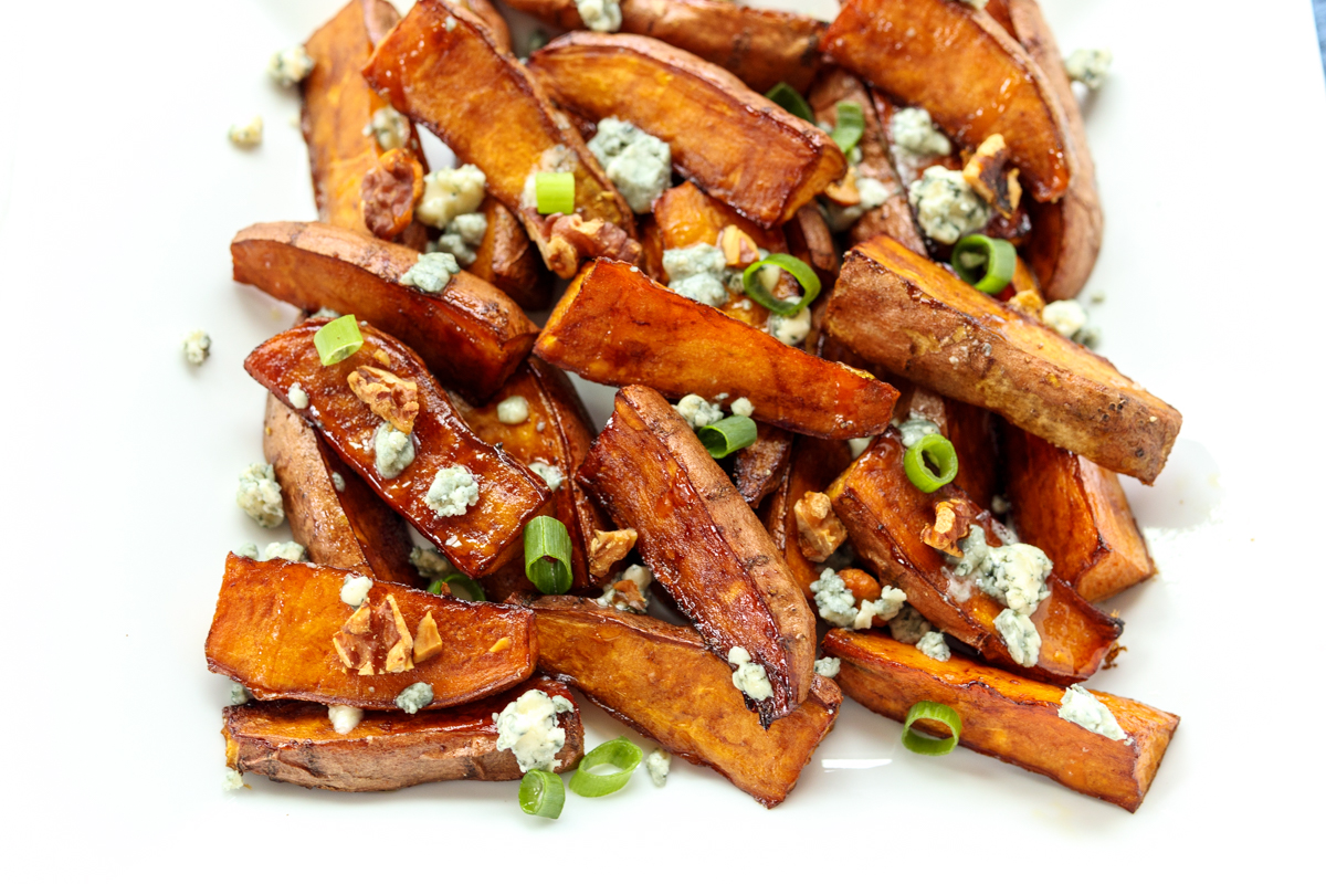 Balsamic Roasted Sweet Potatoes with Gorgonzola and Walnuts  |  Lemon & Mocha