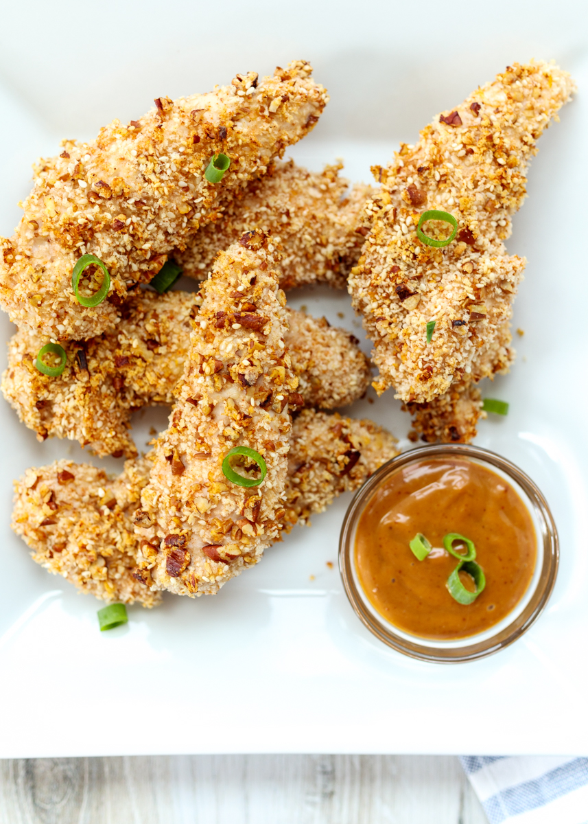 Crispy Sesame Pecan Chicken Tenders with a Hoisin Dipping Sauce  |  Lemon & Mocha