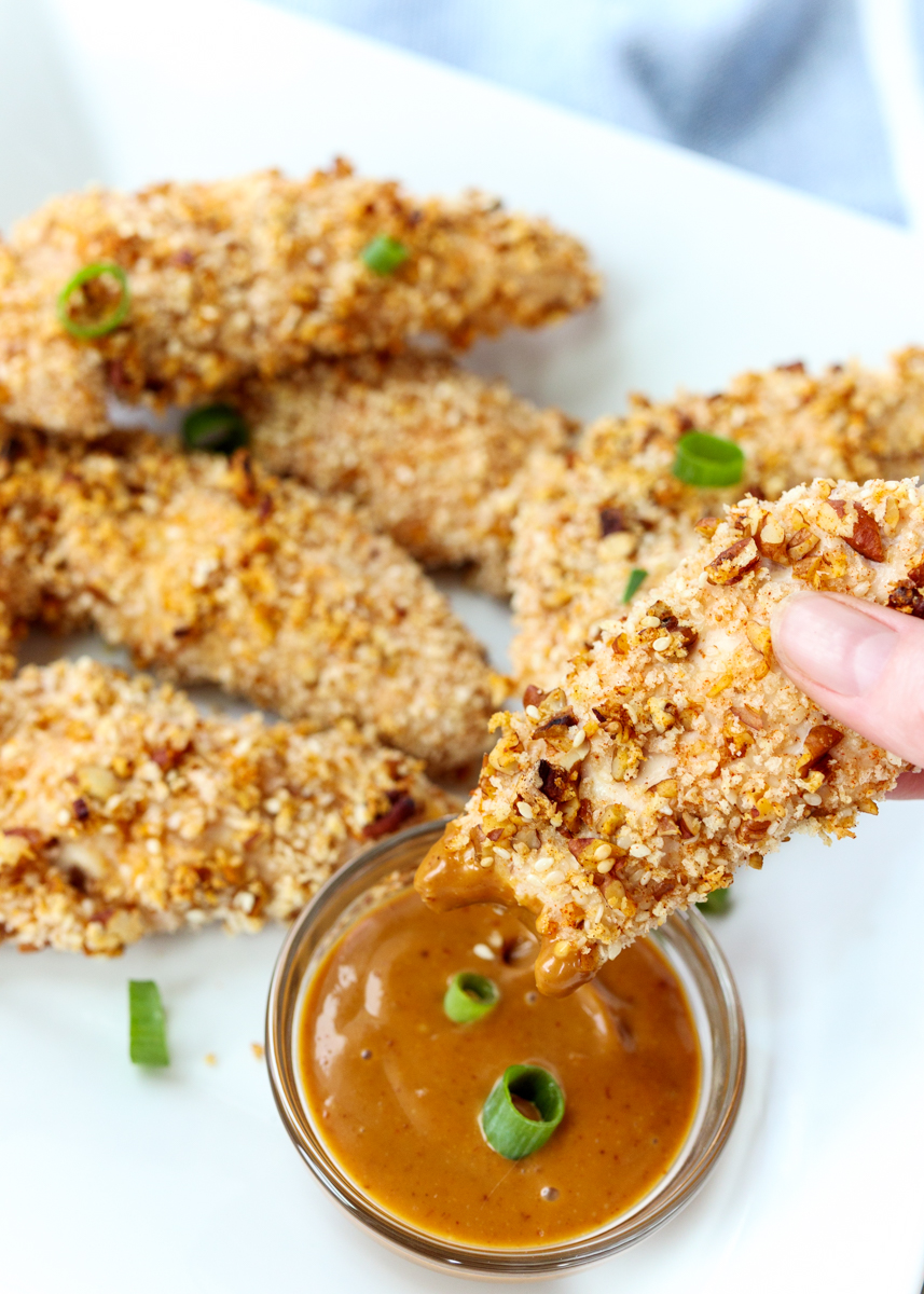 Crispy Sesame Pecan Chicken Tenders with a Hoisin Dipping Sauce  |  Lemon & Mocha