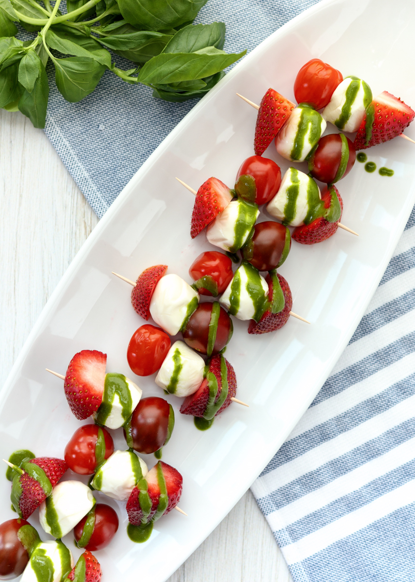 Strawberry Caprese Bites with Basil Vinaigrette  |  Lemon & Mocha