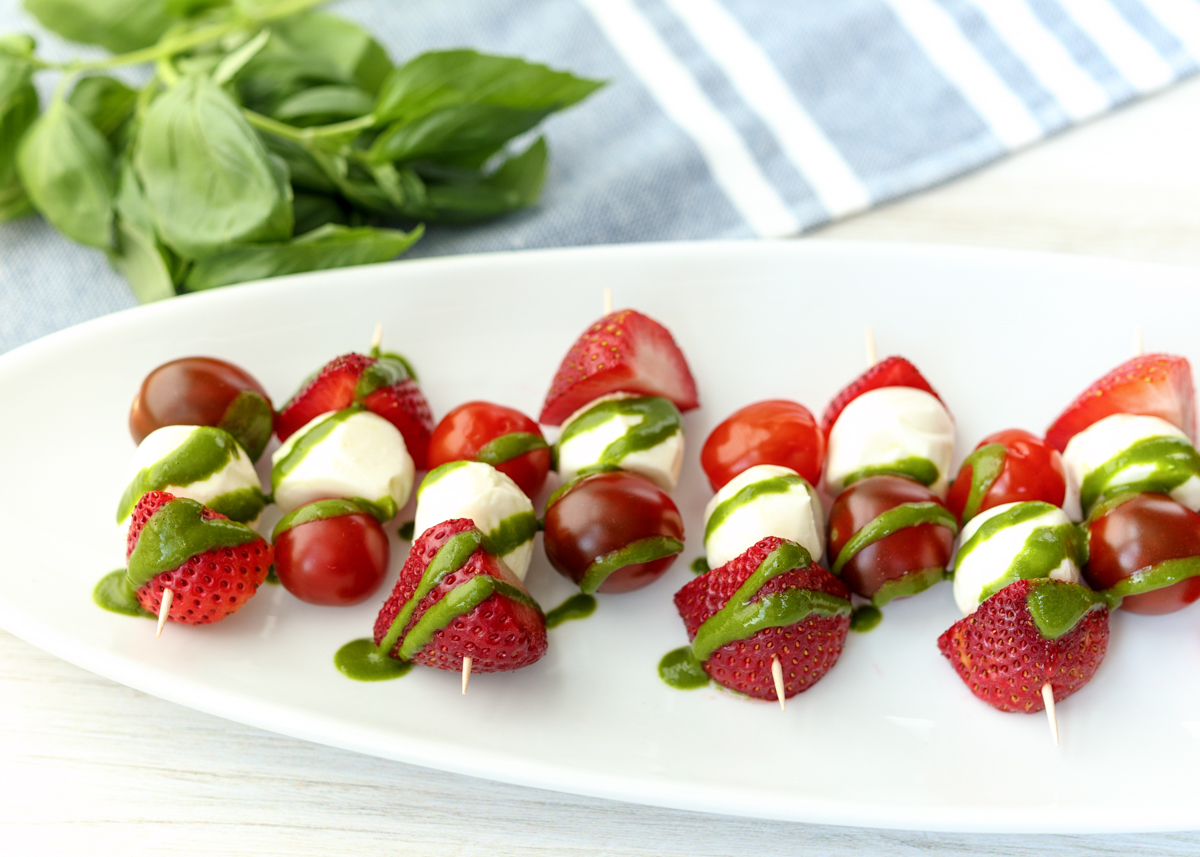 Strawberry Caprese Bites with Basil Vinaigrette  |  Lemon & Mocha