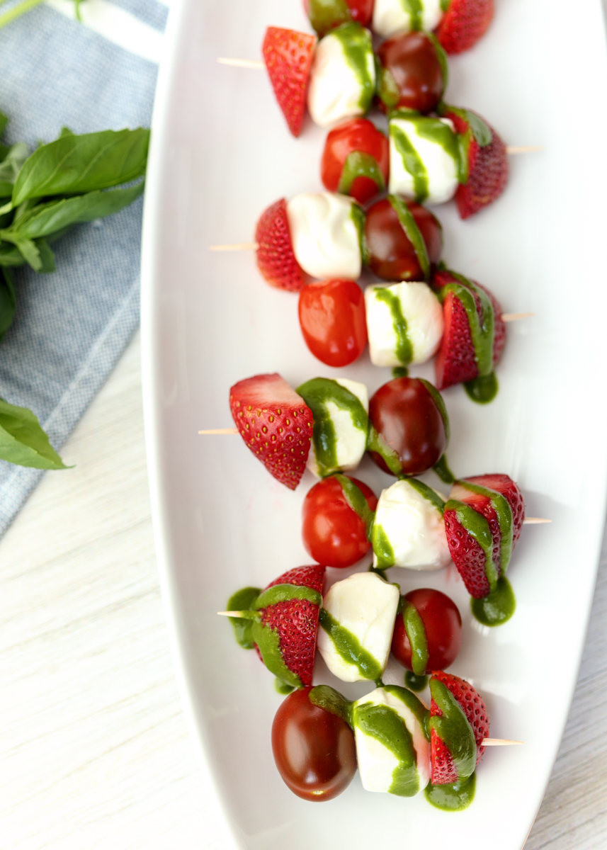 Strawberry Caprese Bites with Basil Vinaigrette  |  Lemon & Mocha