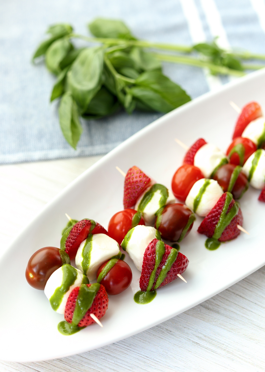 Strawberry Caprese Bites with Basil Vinaigrette  |  Lemon & Mocha