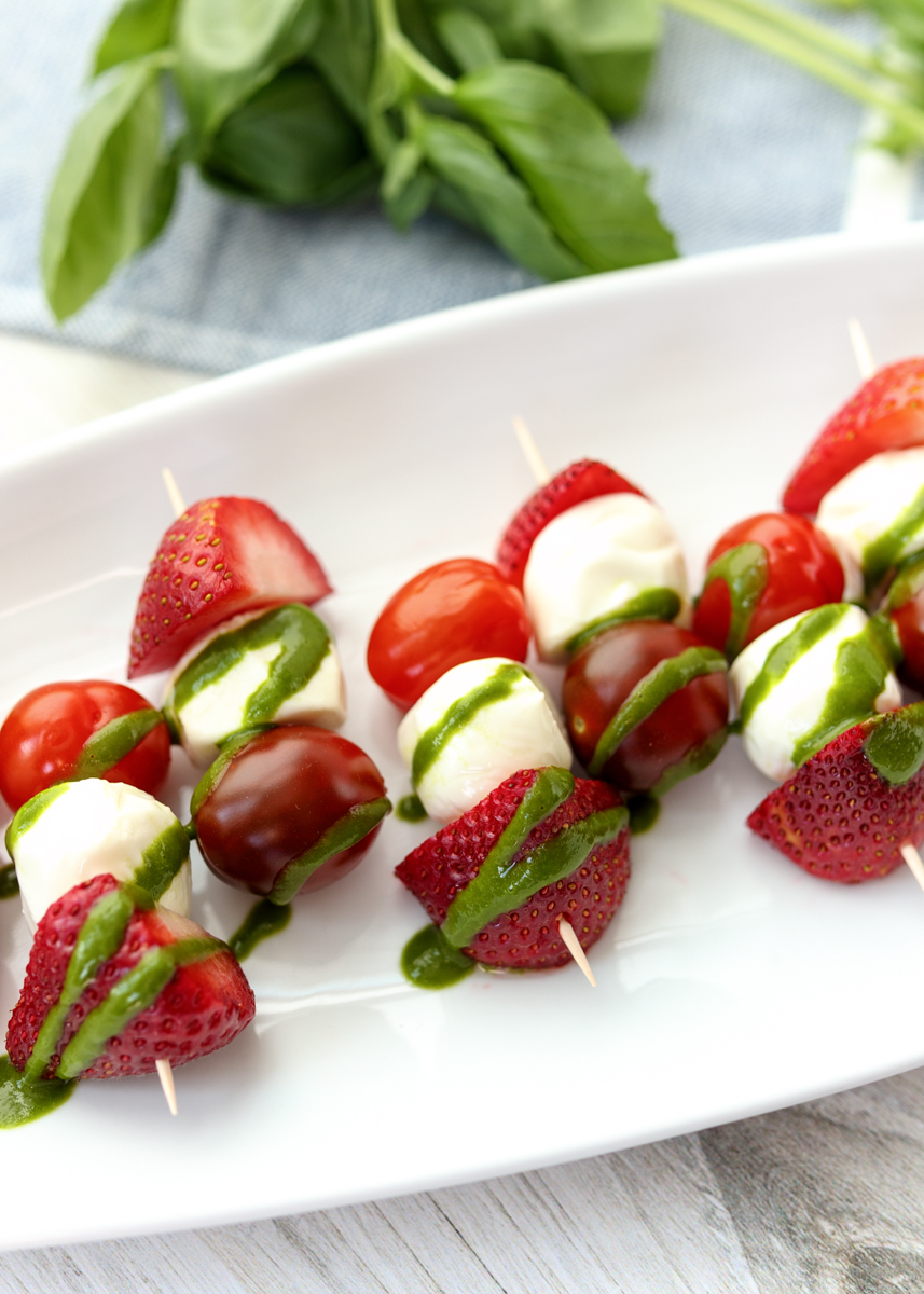 Strawberry Caprese Bites with Basil Vinaigrette  |  Lemon & Mocha