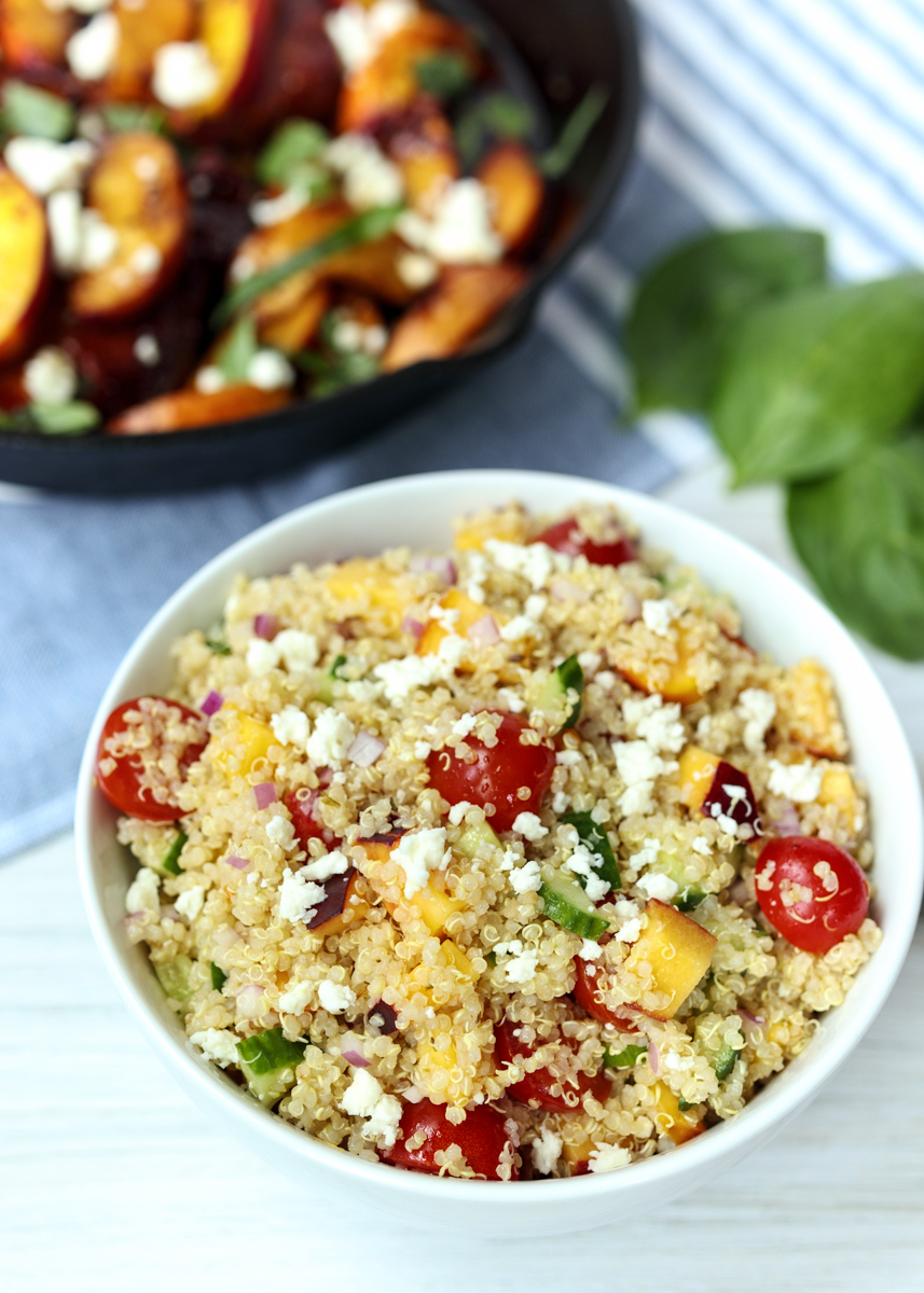 Summer Peach Greek Quinoa Salad  |  Lemon & Mocha