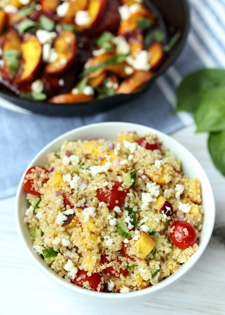 Summer Peach Greek Quinoa Salad  |  Lemon & Mocha