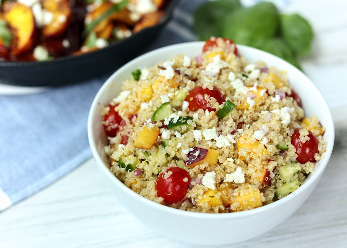 Summer Peach Greek Quinoa Salad  |  Lemon & Mocha