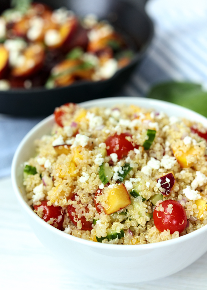 Summer Peach Greek Quinoa Salad  |  Lemon & Mocha