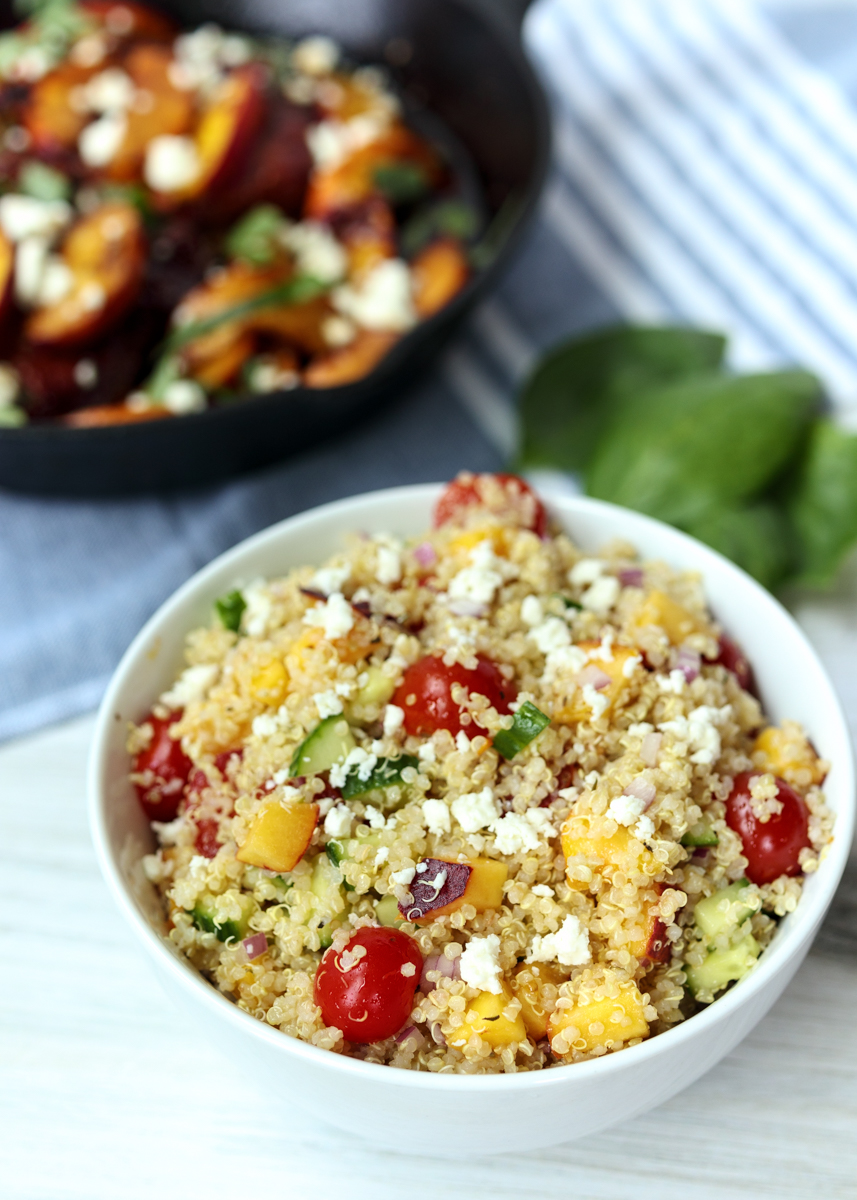 Summer Peach Greek Quinoa Salad  |  Lemon & Mocha