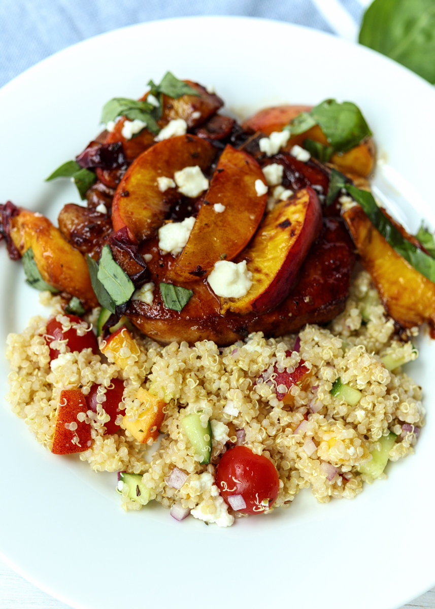 Summer Peach Greek Quinoa Salad  |  Lemon & Mocha