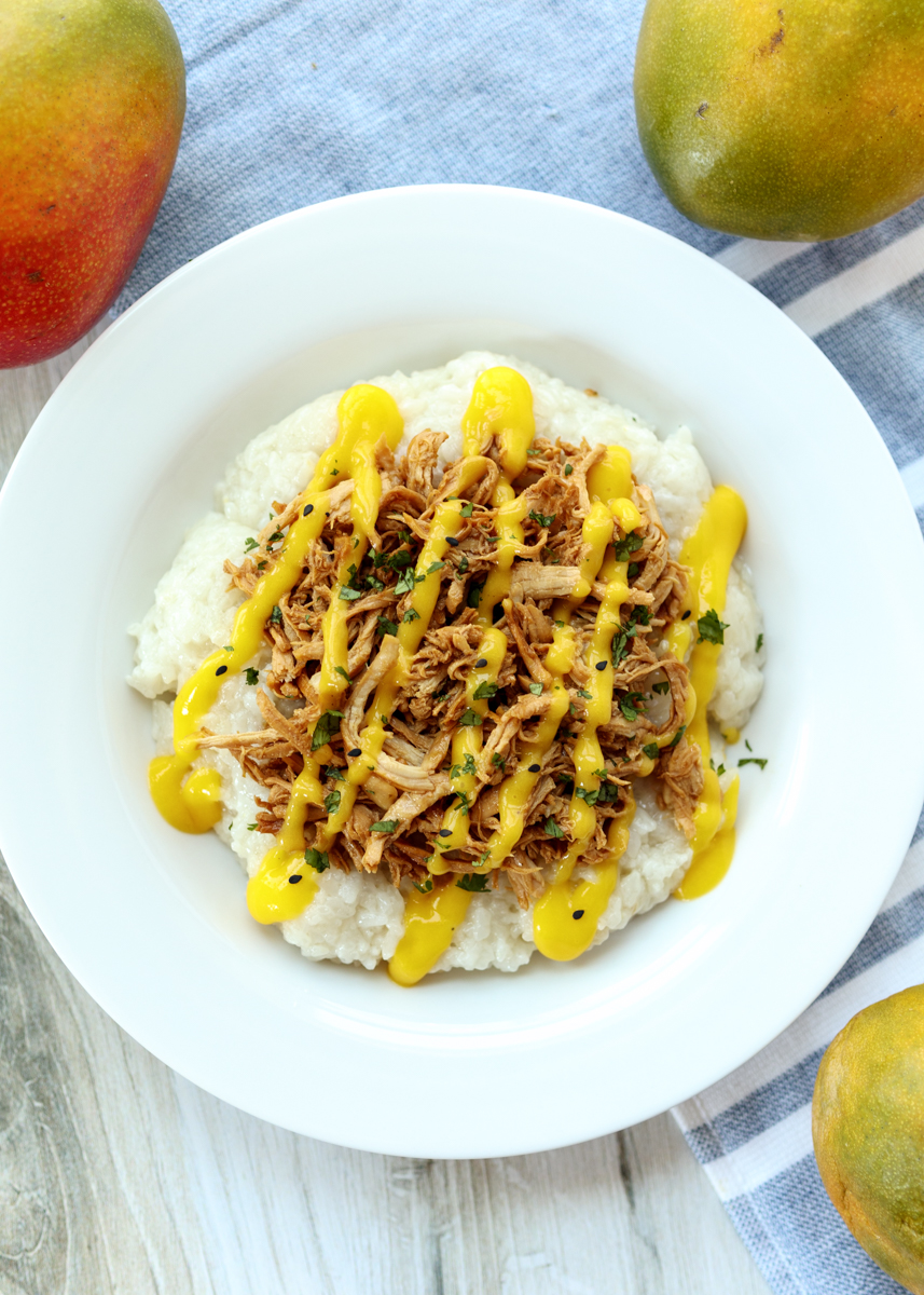 Chicken Coconut Sticky Rice Bowls with Mango Puree  |  Lemon & Mocha