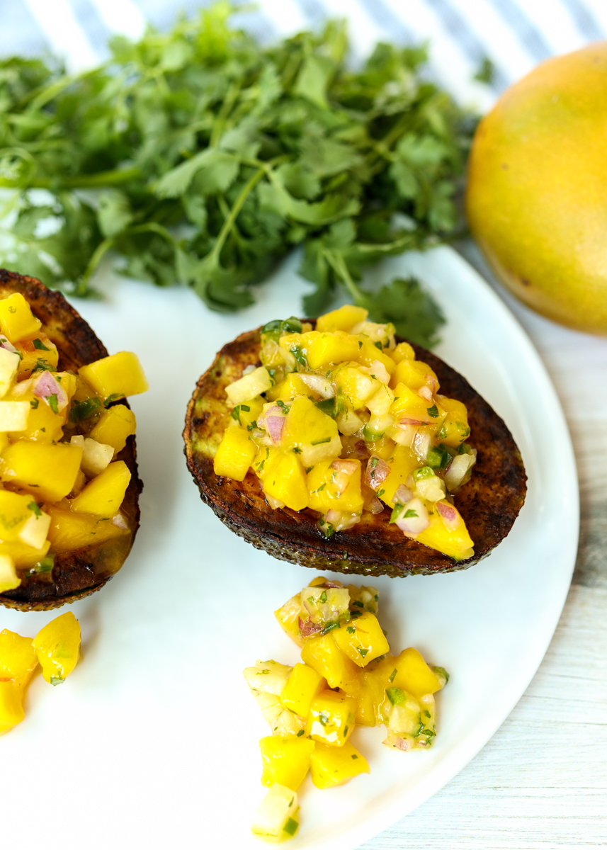 Grilled Avocado Stuffed with Mango Salsa  |  Lemon & Mocha