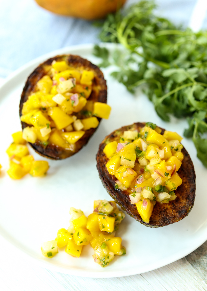 Grilled Avocado Stuffed with Mango Salsa  |  Lemon & Mocha