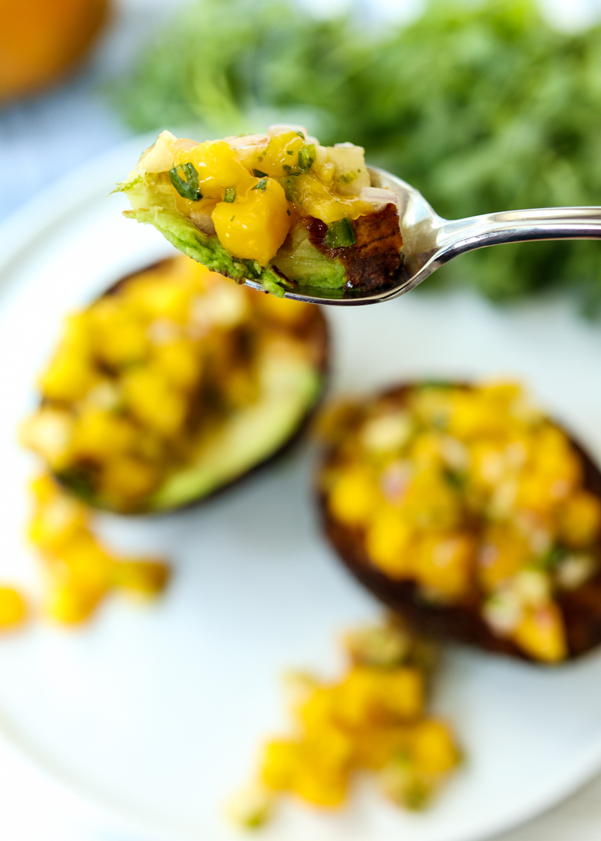 Grilled Avocado Stuffed with Mango Salsa  |  Lemon & Mocha