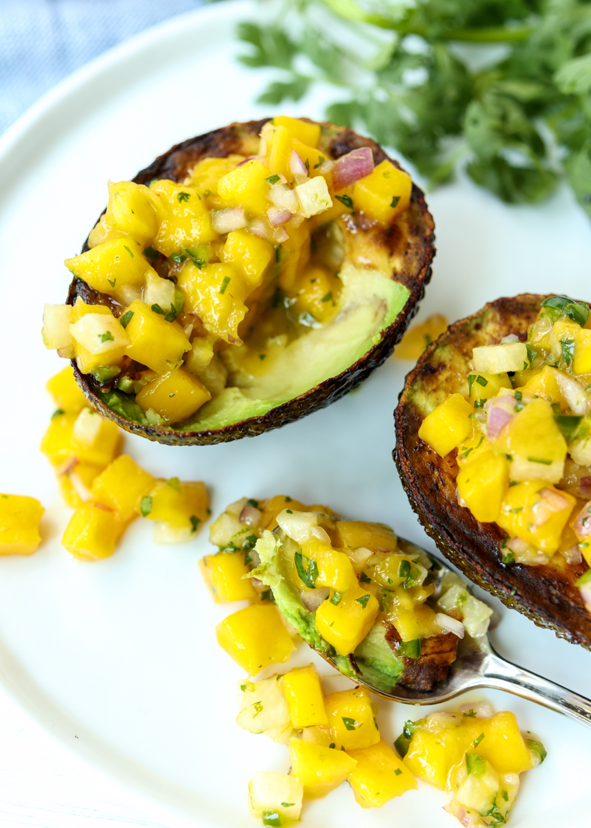 Grilled Avocado Stuffed with Mango Salsa