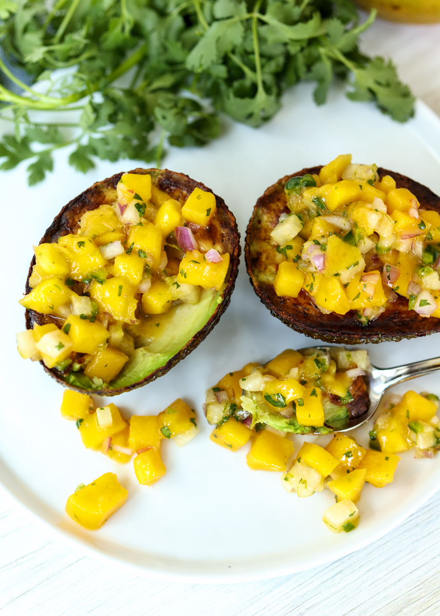 Grilled Avocado Stuffed with Mango Salsa  |  Lemon & Mocha